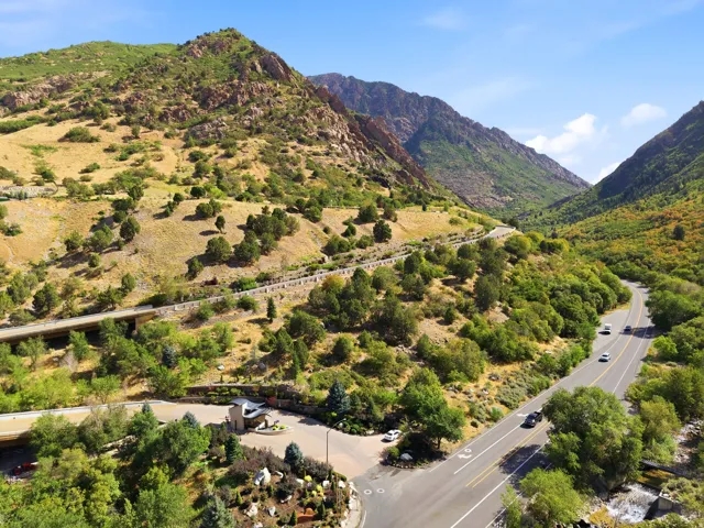 Mountainous terrain with lush green and golden foliage