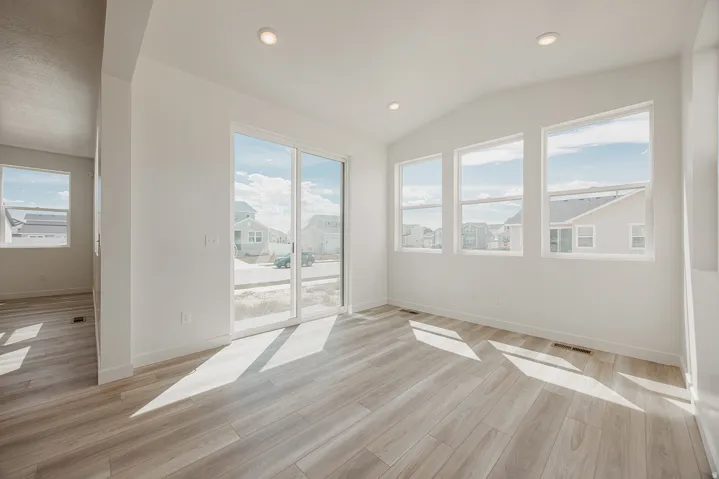 Vaulted ceiling with recessed lighting