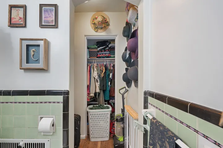 Built-in closet with hanging rod and shelving