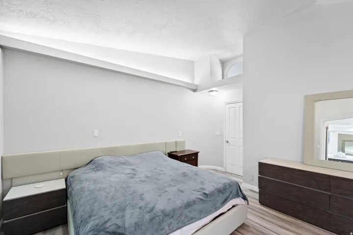 Wood-finish flooring with light-toned walls