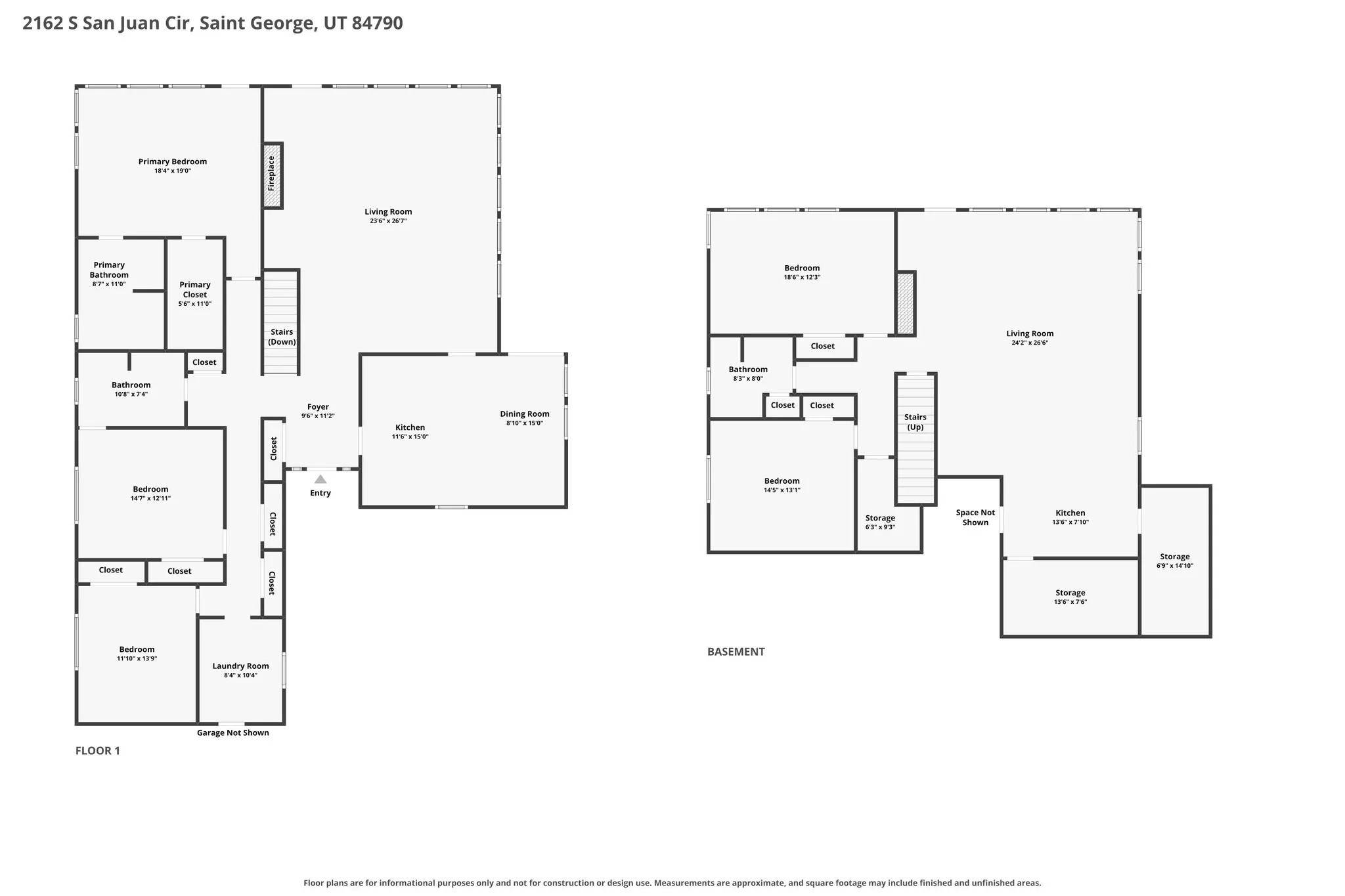 Main Level & Basement Floorplan