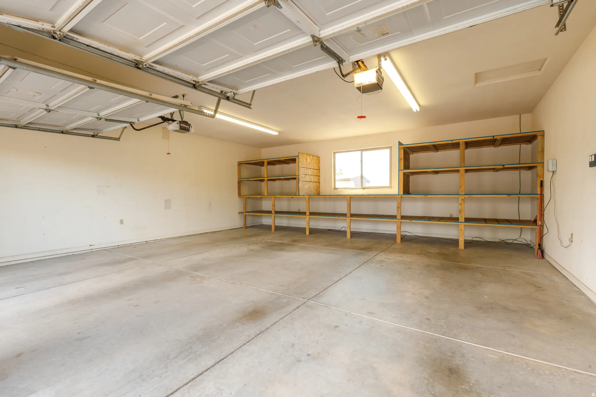2 car garage with window for a work space