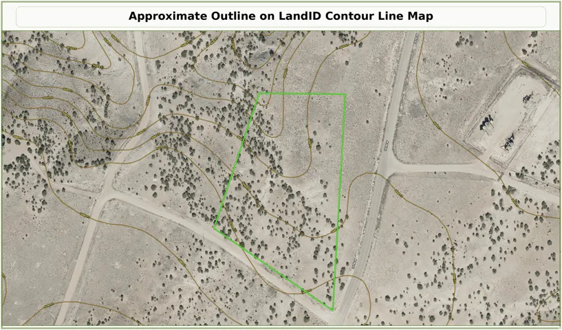LandID Contour Line Map. Illustrating the approximate outline of the property with topographic contours