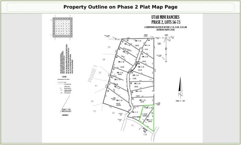 Plat Map, Phase 2. Illustrating the subdivision layout and lot configurations for the property