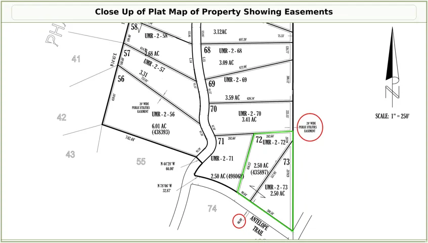 Plat Map. Illustrating lot configurations and easement locations for the property