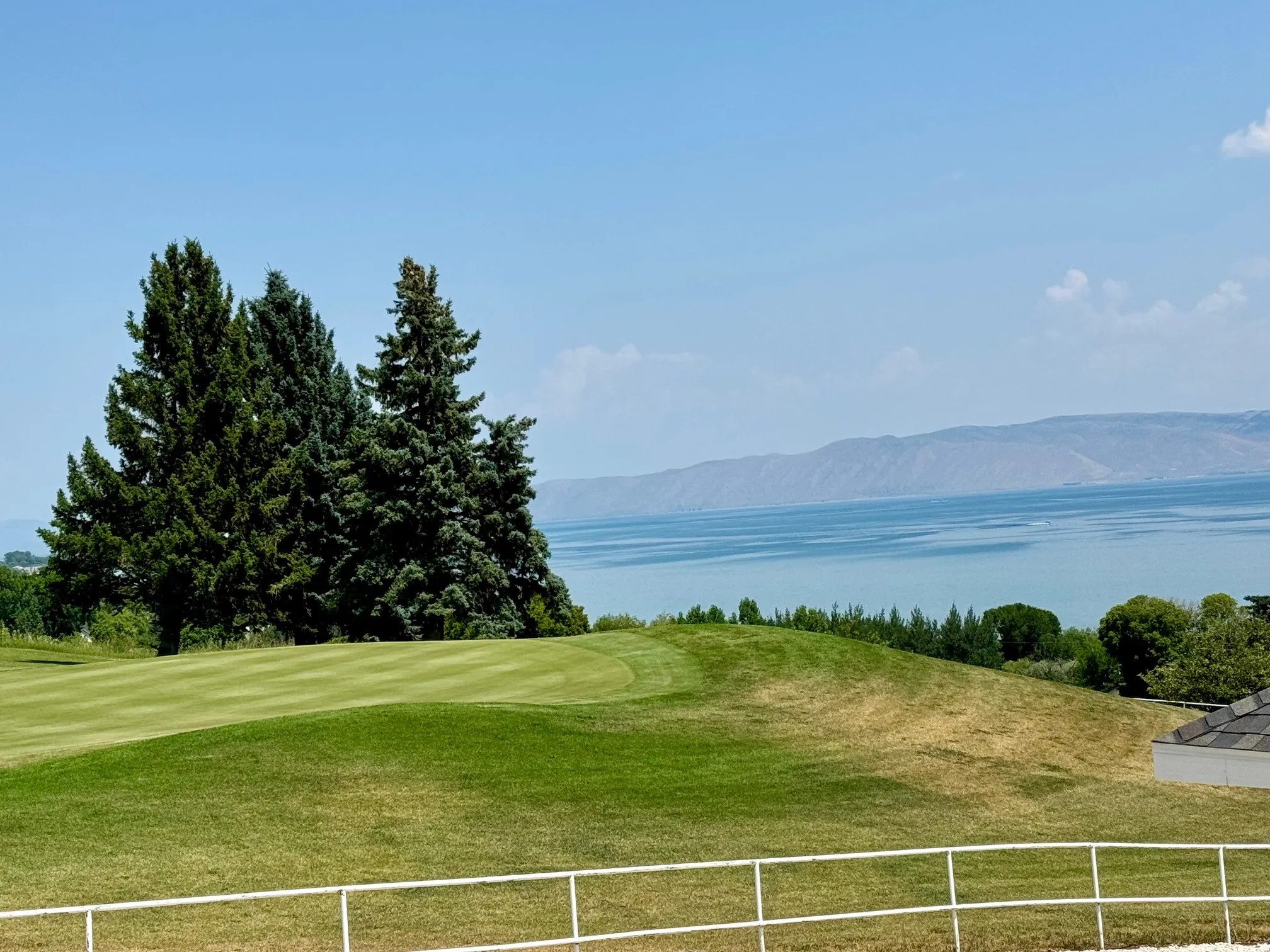 View of #1 hole at Bear Lake West Golf Course and beautiful Bear Lake