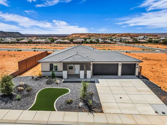 Contemporary single-story residence with a gray tile roof
