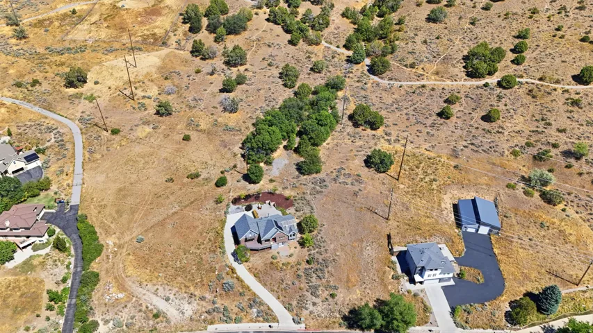 Two residential properties on expansive, undeveloped land with mature trees