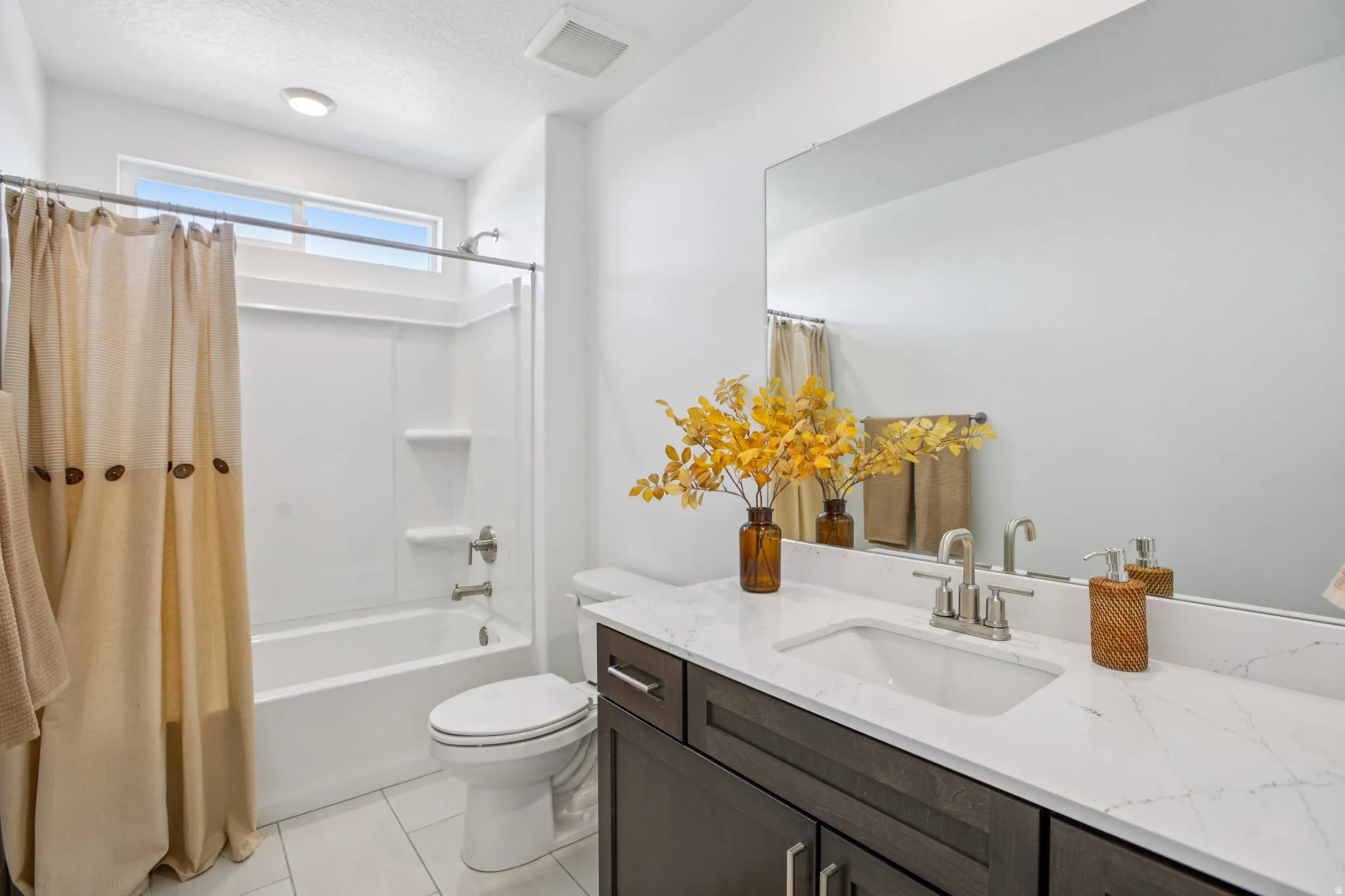 White subway tile flooring