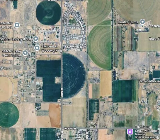 Aerial Map. Displaying a satellite view of the property and surrounding area with identified points of interest and road networks