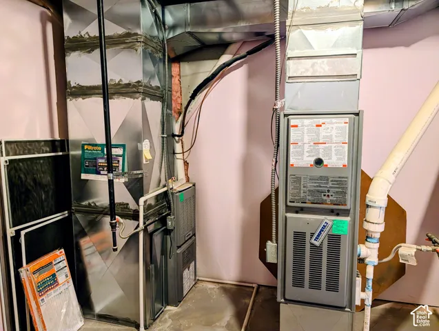 Forced air furnace unit with galvanized steel ductwork and integrated air filtration system