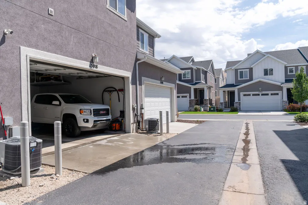 Attached single-car garage with overhead storage