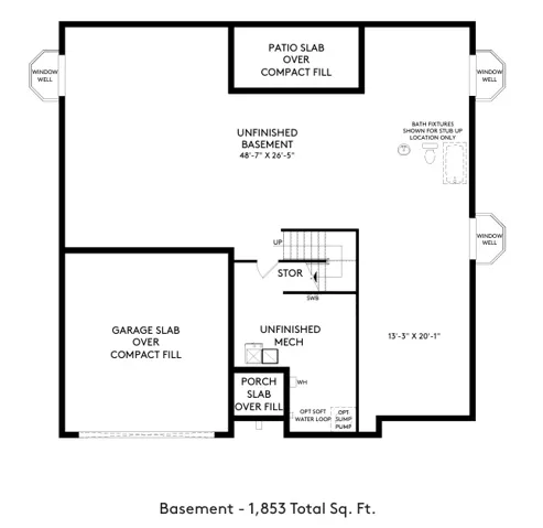 Basement- Unfinished or can have it completed to add 2nd living area, 2 more beds and full bath