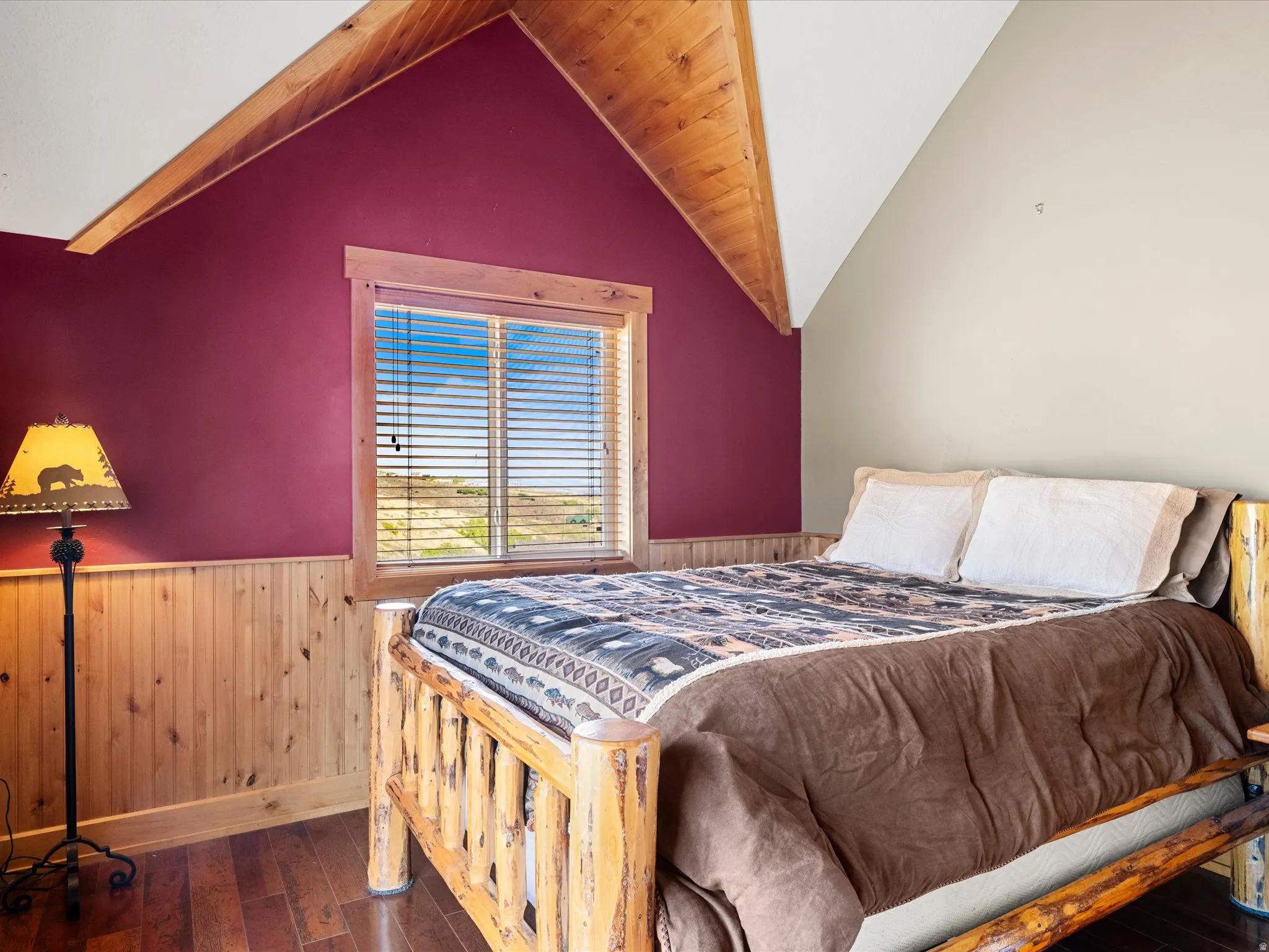 Wood-finish flooring with wood paneling
