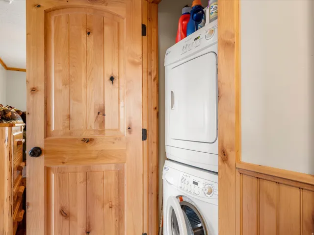 Wood paneling and trim with a solid wood door