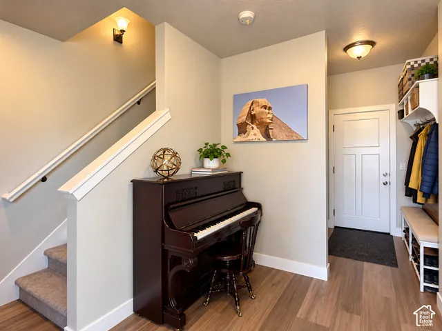 Main entry.  The door in the photo leads to the garage.  The flex room is on this level