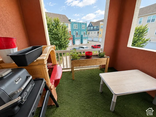 This is off the dining space.  very nice covered balcony
