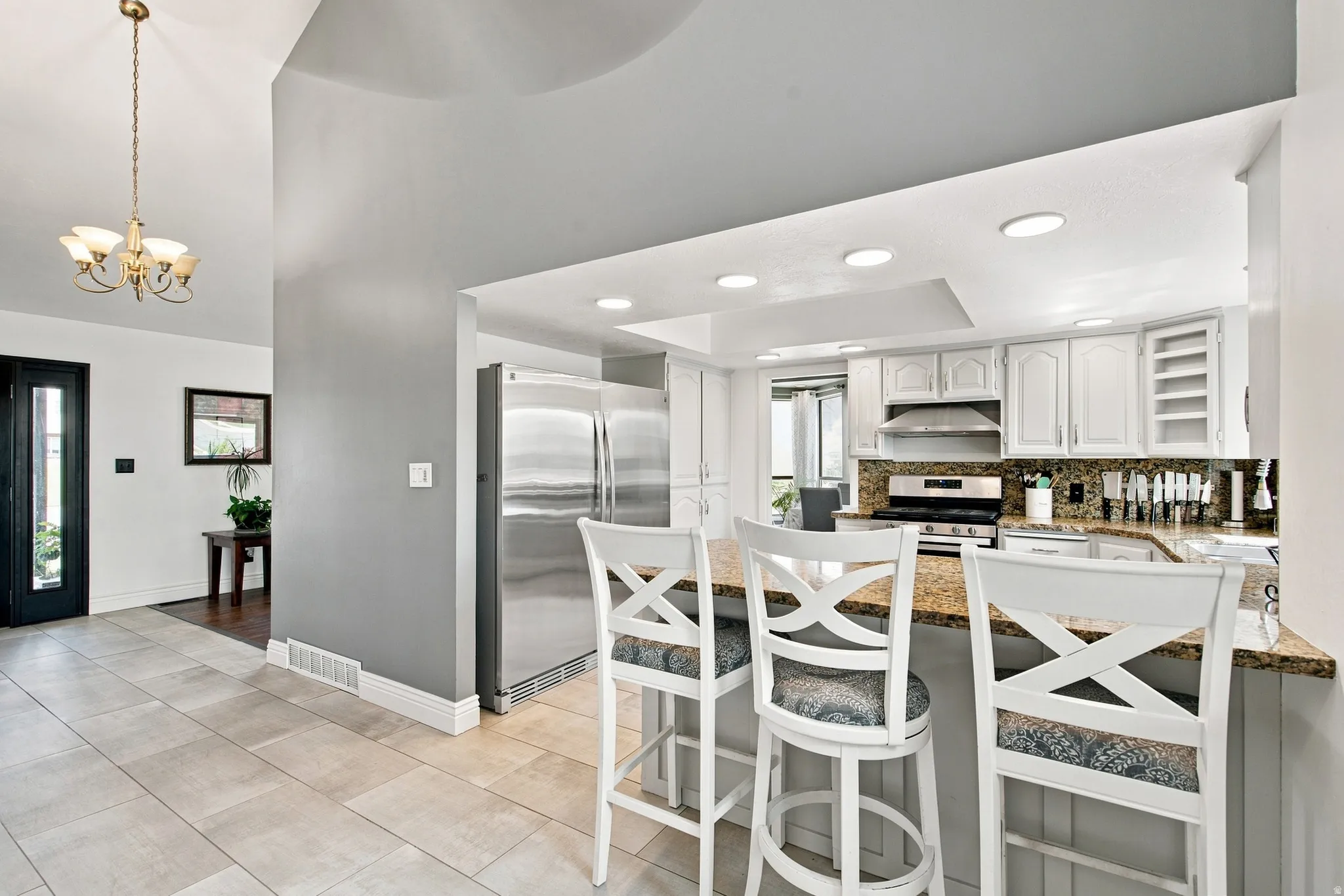 Kitchen with granite countertops