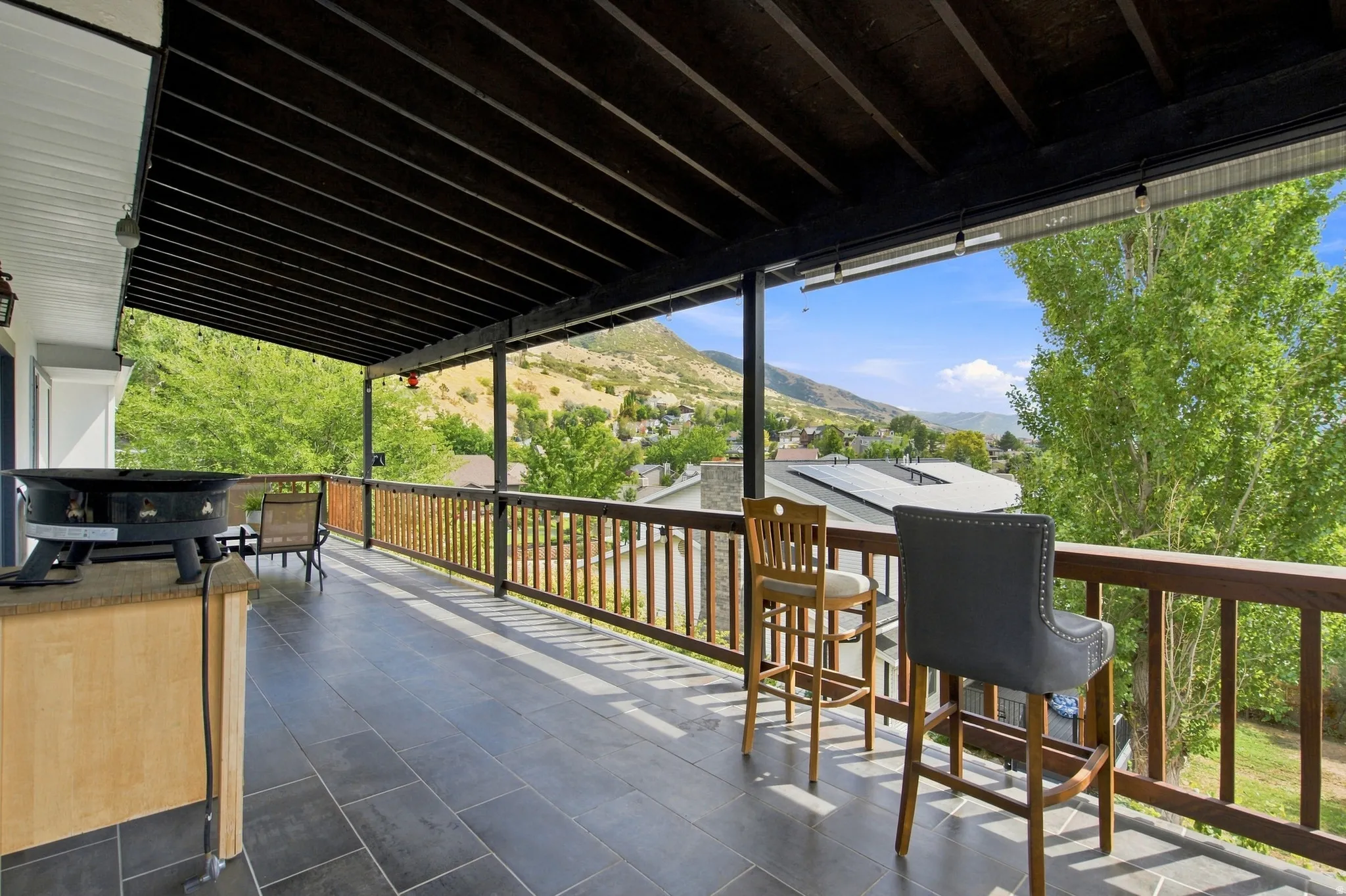 Covered deck with view