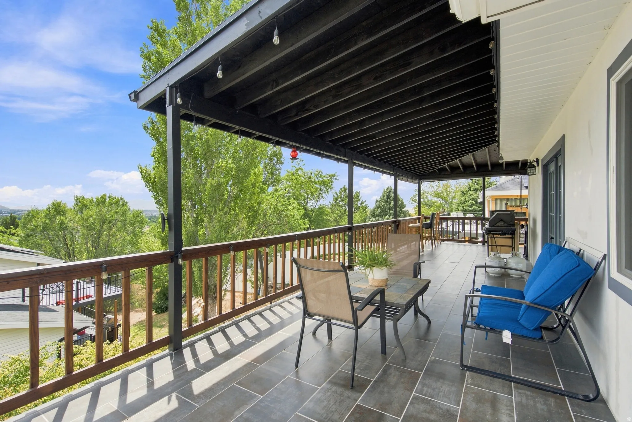 Covered deck with view