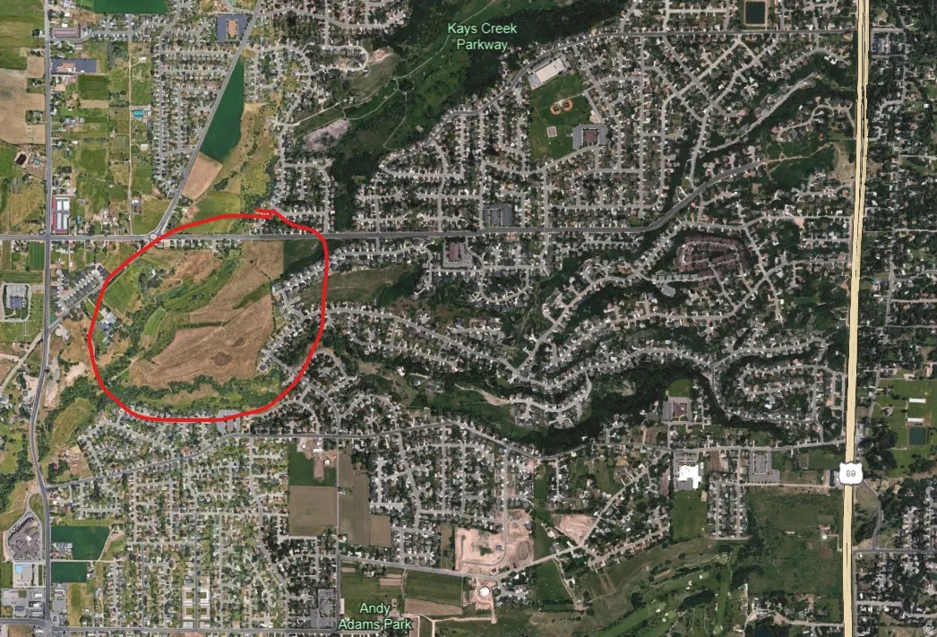 Aerial Property Map. Depicting the geographic boundary and surrounding residential development pattern of the property