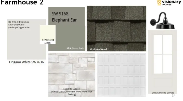 Design Board. Illustrating exterior material and color selections for the property