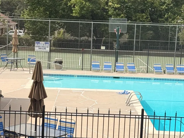 Outdoor swimming pool with concrete surround