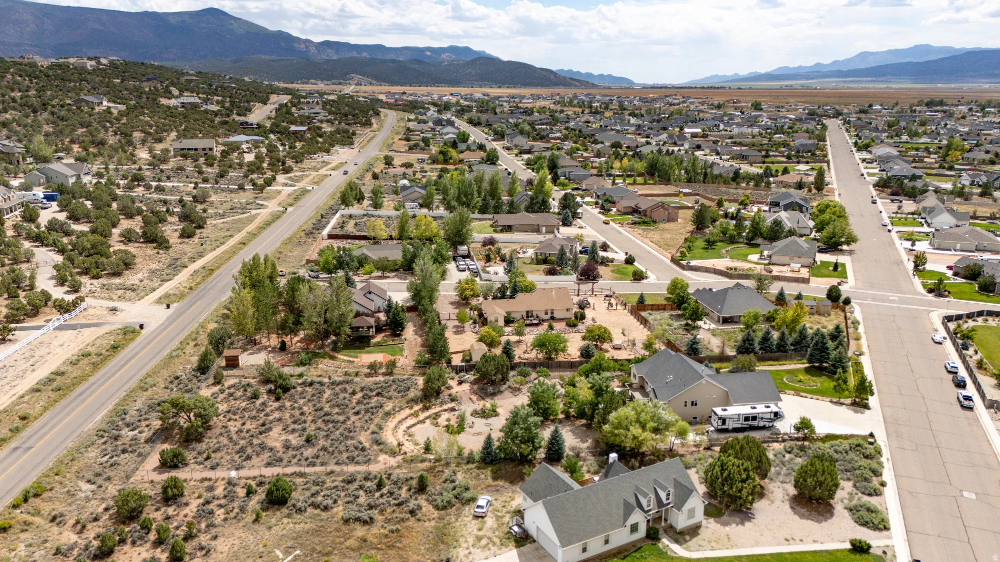 Expansive residential area featuring established roads and varied landscaping