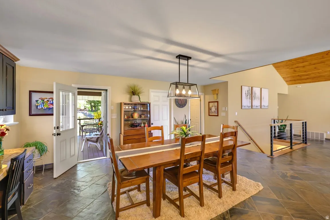 Dining area that opens to a shady breakfast deck