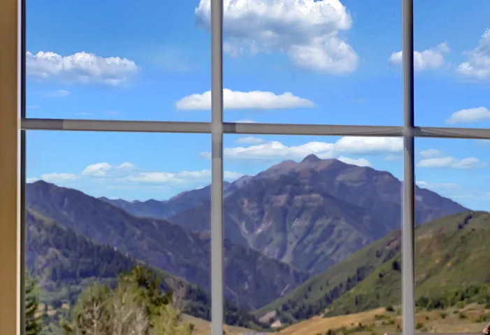 Close-up of the mountain view from living room windows