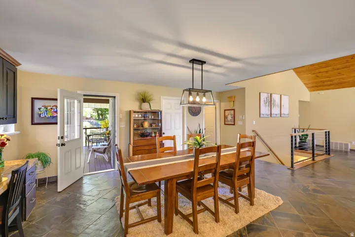 Dining area that opens to a shady breakfast deck