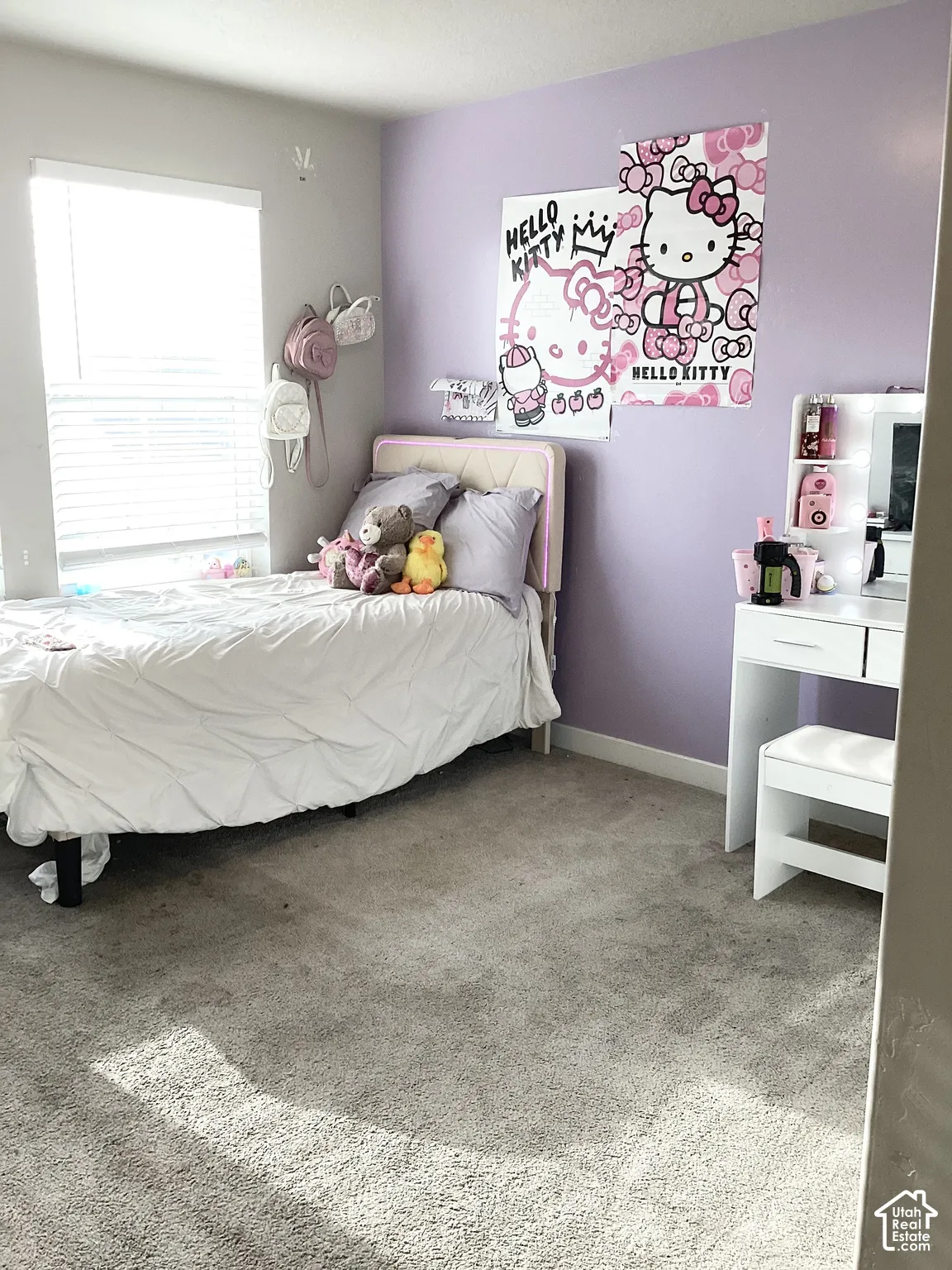 Wall-to-wall carpeting and neutral wall tones
