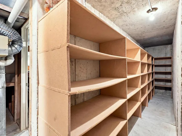 Built in storage shelves in cold storage, 2 furnaces, newer water softener