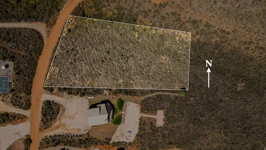 Aerial Survey. Illustrating the boundaries of the property with a directional indicator