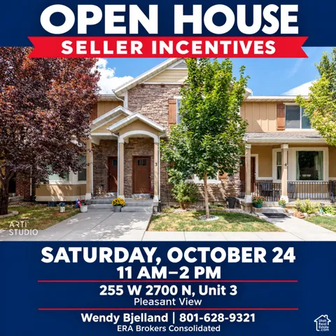 Marketing Material, Open House Announcement. Providing scheduled event timing and representative contact information for the property