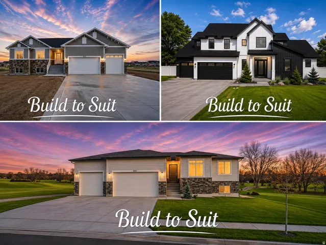 Promotional Material. Displaying three distinct residential structures with an emphasis on custom construction options