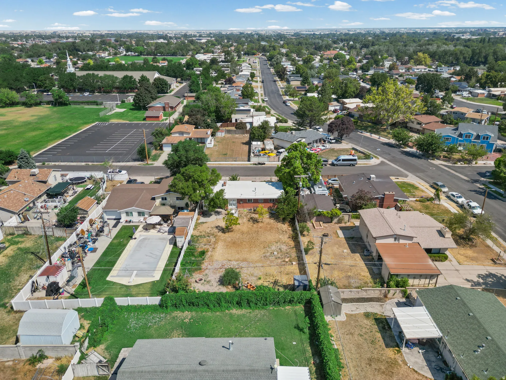 Residential area with established trees and street parking