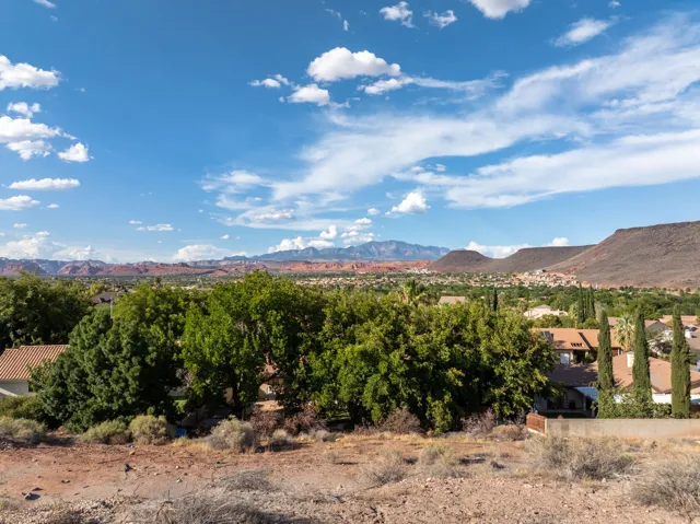 Expansive desert landscape with distant mountains