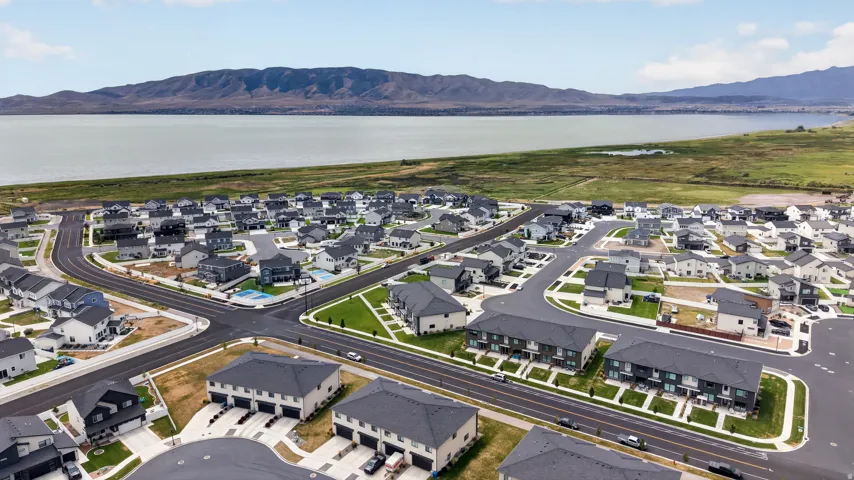 Newly developed residential community with a variety of single-family homes and townhomes.