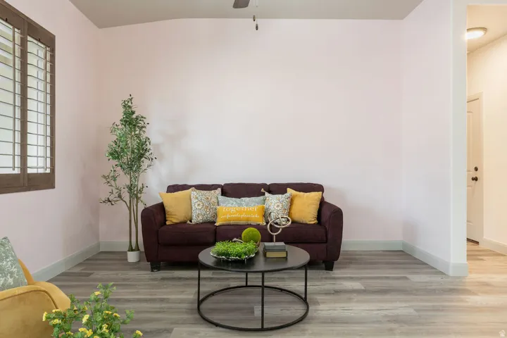 Wood-finish flooring throughout