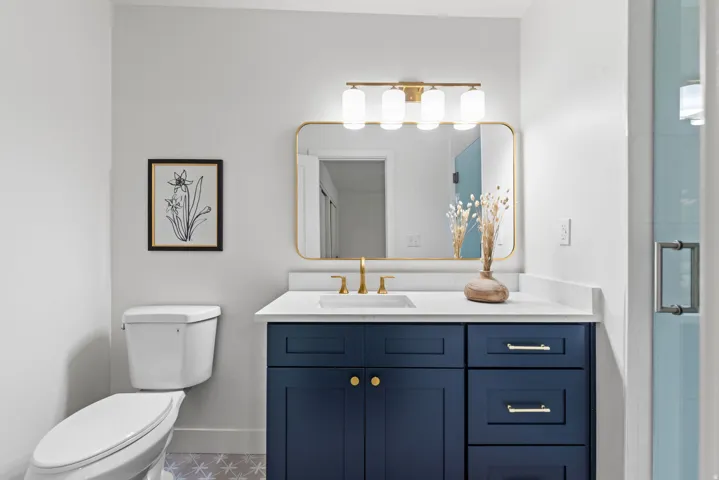 new vanity, lighting, counters etc.