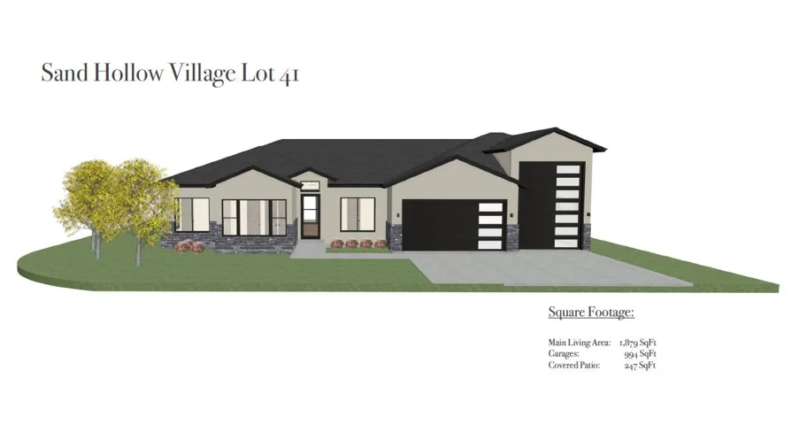 Property Render. Displaying the exterior of the property with associated square footage metrics