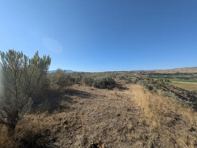 Expansive undeveloped terrain featuring diverse shrubbery and distant agricultural fields