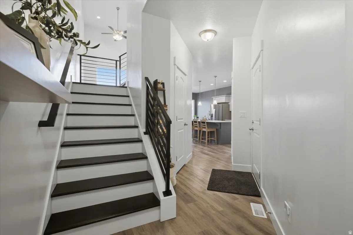Wood-finish flooring throughout the main level
