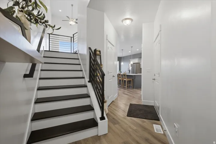 Wood-finish flooring throughout the main level