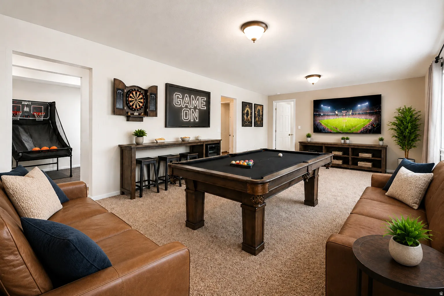Huge basement walk out family room or gameroom  with abundant natural light,  French doors to the backyard and patio