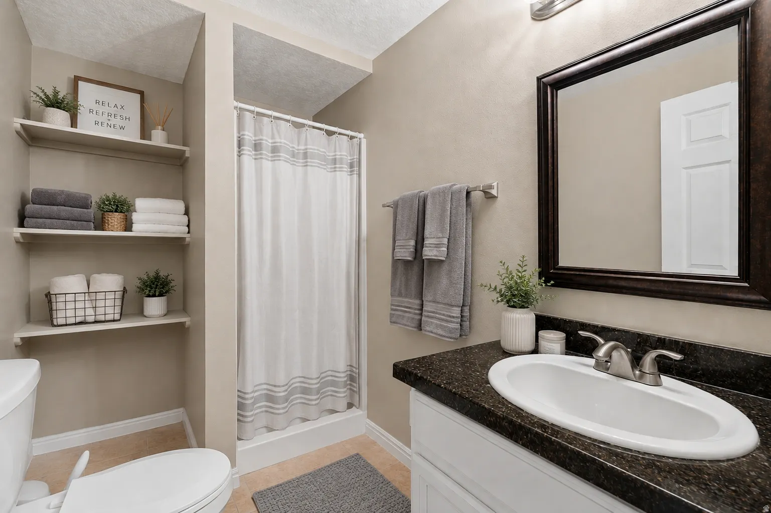 Basement bathroom with walk in shower