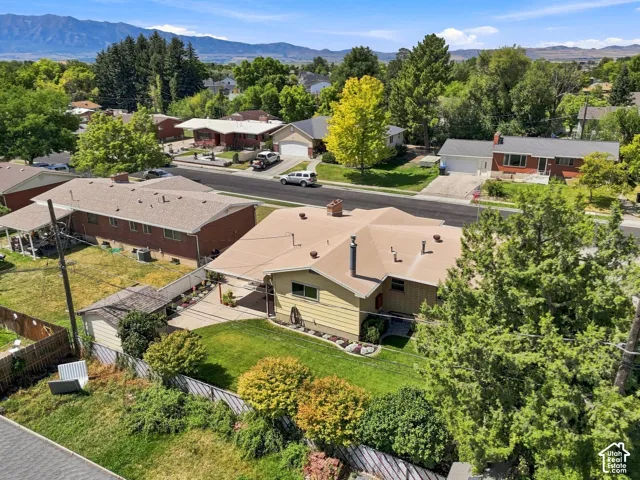 Spacious lot featuring mature landscaping, a paved driveway, and established trees