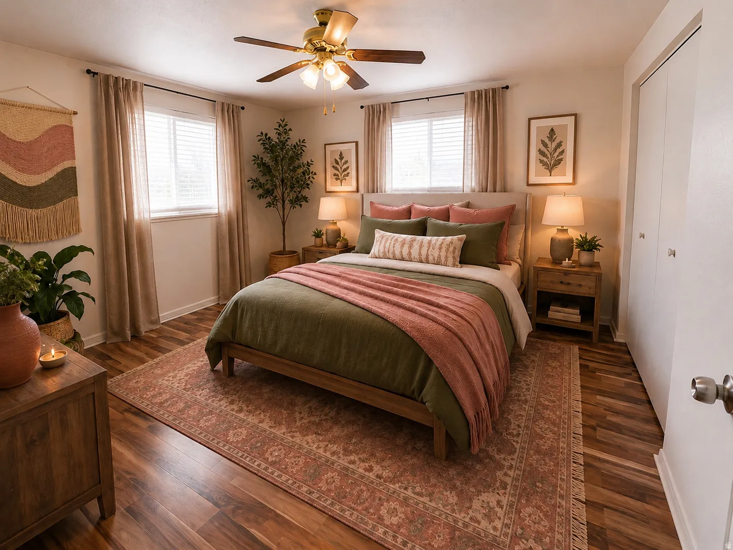 Wood-finish flooring throughout. Virtually staged.