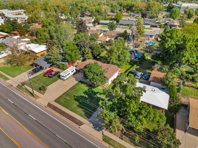 Residential neighborhood with established landscaping and mature trees